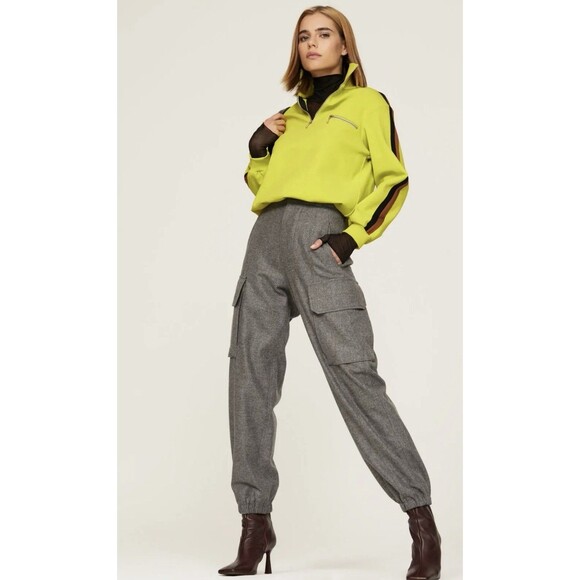 Tory Burch Knit Quarter Zip in Bright Lime Size Medium - Picture 5 of 14